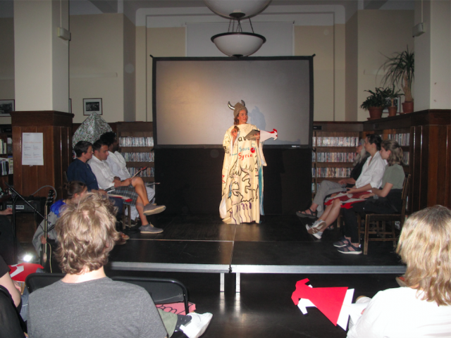 'Debats on Division' at Public library in Grünerløkka, Oslo with a show host  Helle Siljeholm and with jury on stage