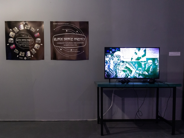 "Off to Space: Counternarrating the Cosmos".  Curator: Maria Veits. Israeli Center for Digital Art, 2020. Installation view.  Photo: Shir Comay